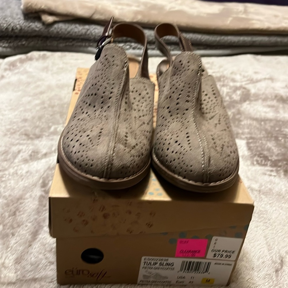 Woman shoes by euro soft tulip sling pietra grey/coffee size 11